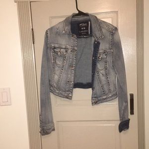 light wash distressed crop denim jacket